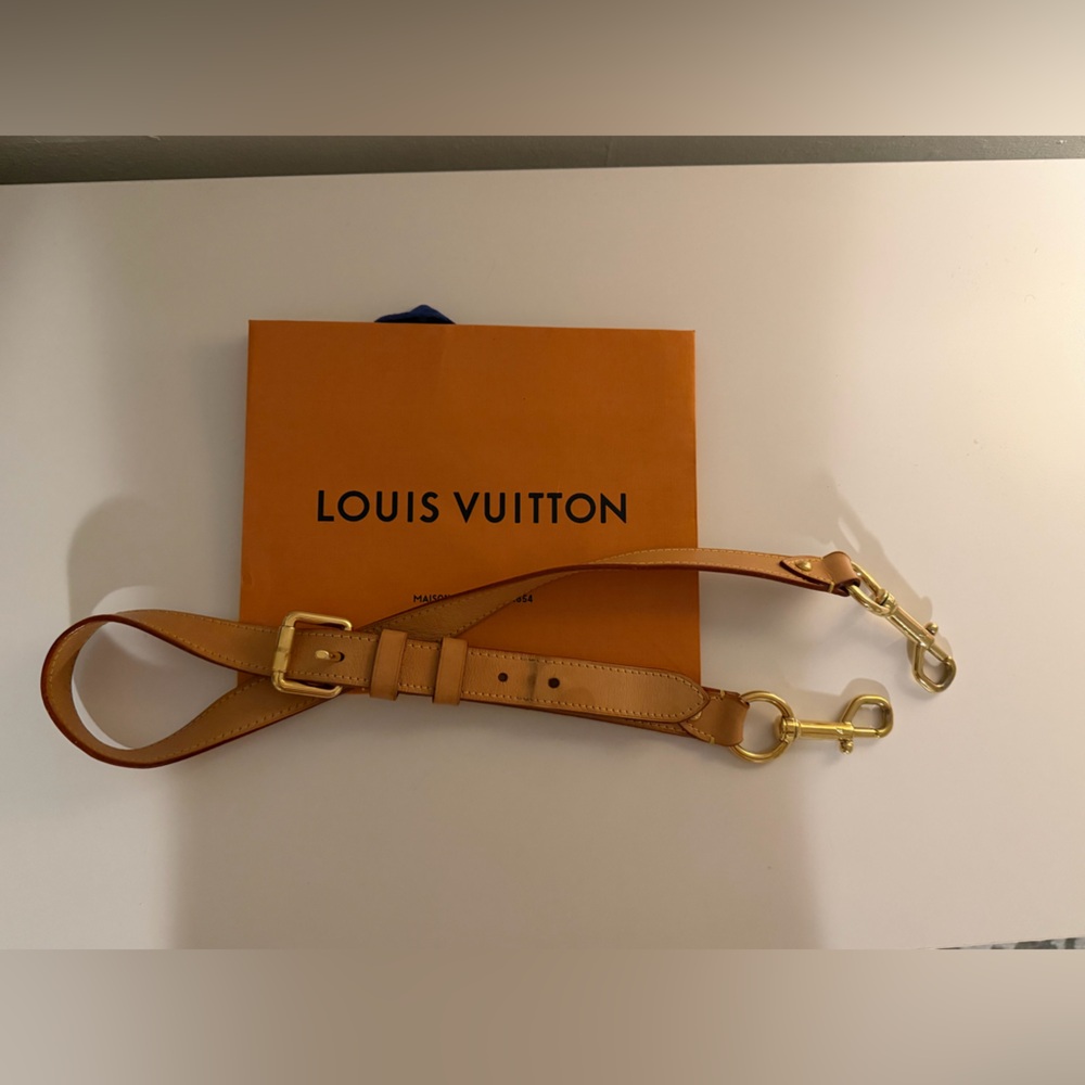 Louis Vuitton Brown Leather Strap with Gold Hardware